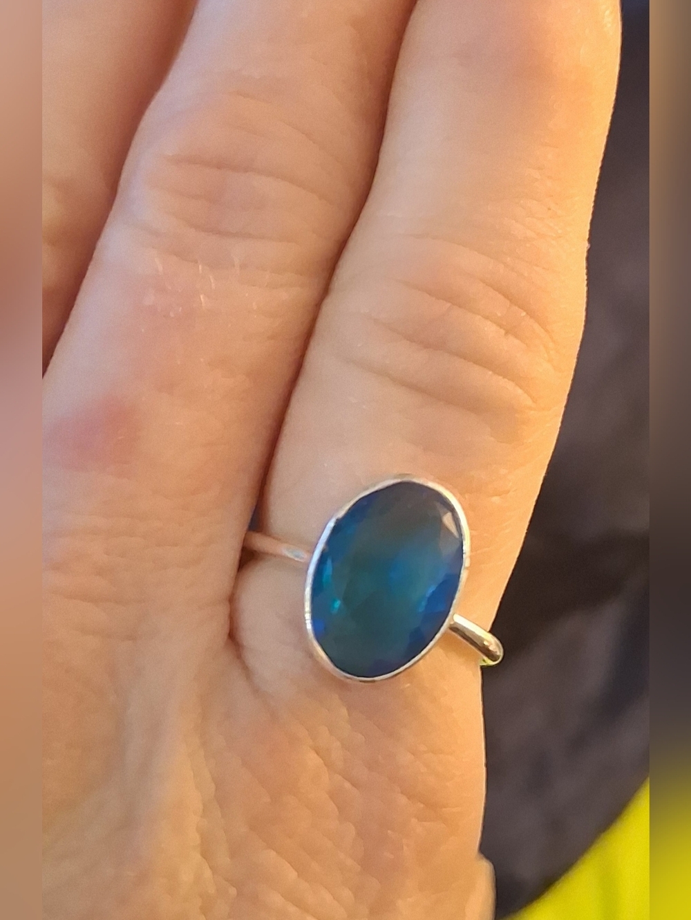Oval London Blue Topaz Gemstone Ring in Sterling Setting - Picture 3 of 3